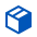 Blaues Würfel-Icon als Logo auf schwarzem Hintergrund, minimalistisches Design